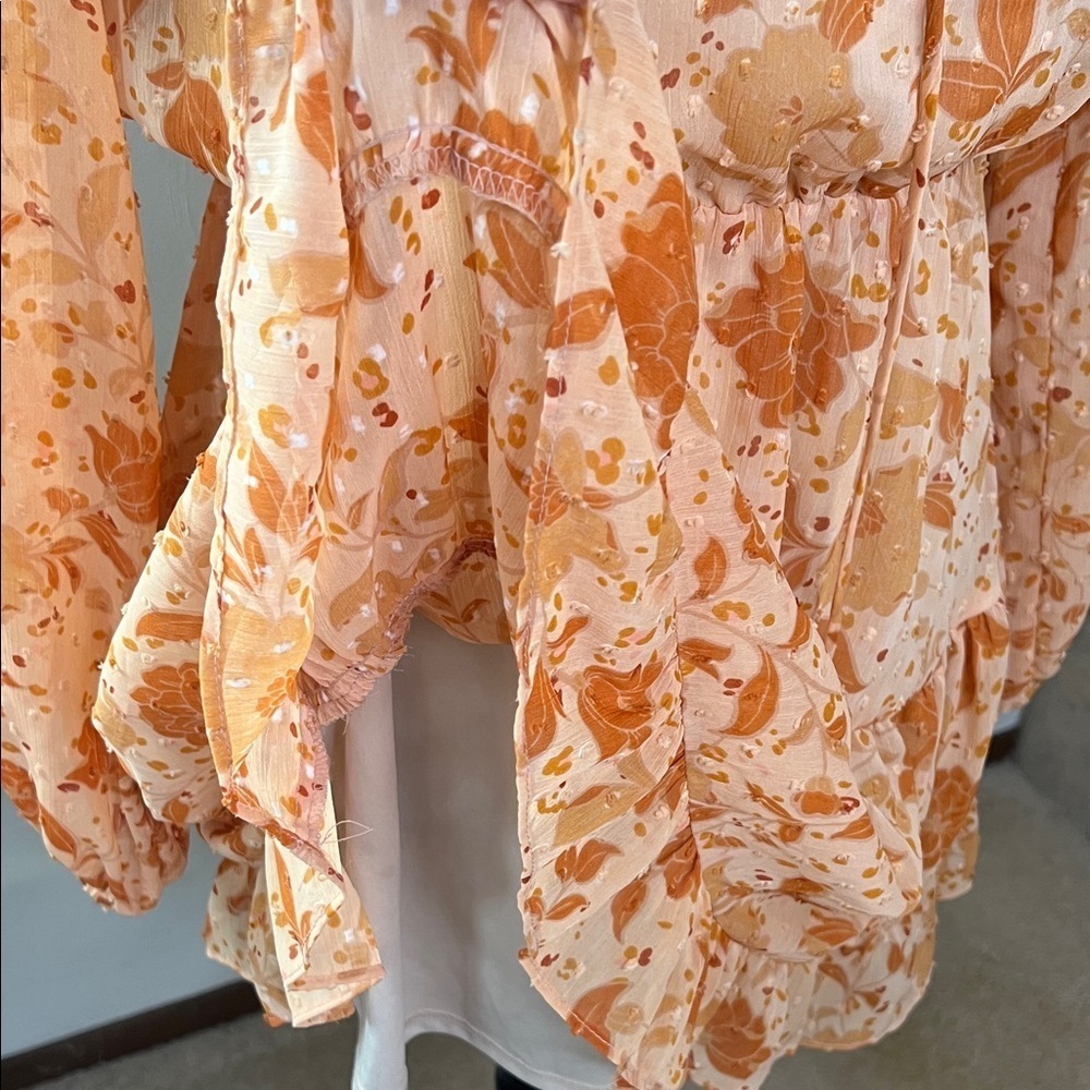 Lush Floral Frenzy Long Sleeve Mini Dress Size S - Picture 5 of 11
